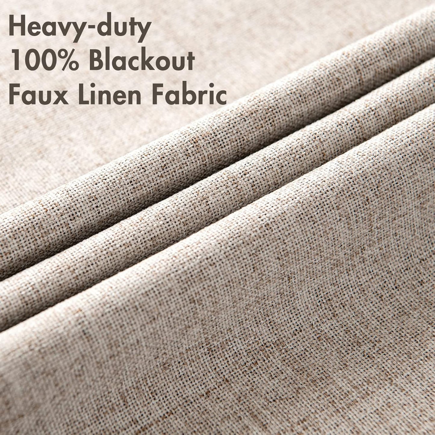 MIULEE Blackout Curtains - Linen Texture Thermal Insulated Room Darkening Drapes | Natural Khaki, 52 x 84 Inch (2 Panels)