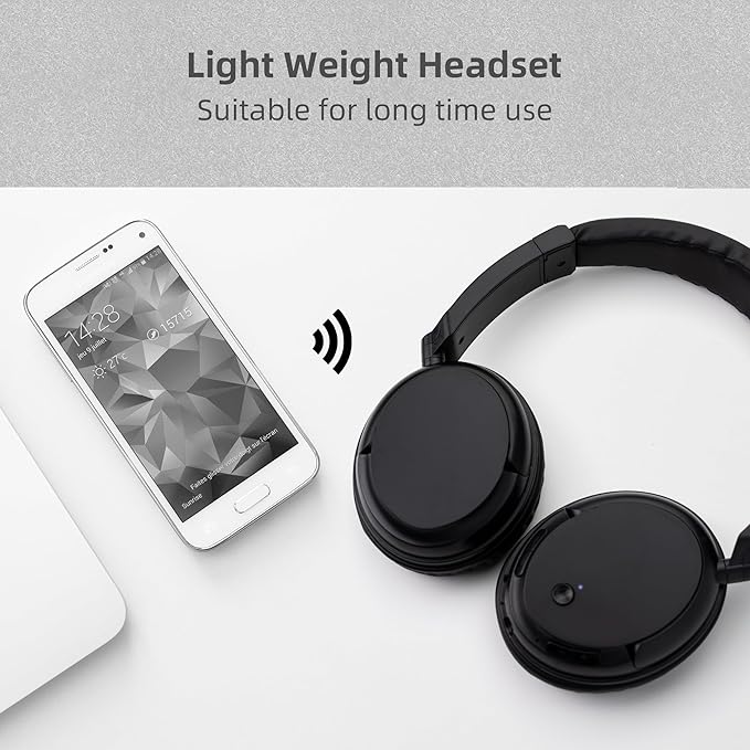 BAOBER Wireless Bluetooth Headphone Over Ear, Bluetooth Transmitter for TV,PC,3.5mm Audio Device, Wired and Wireless Headset (Black)