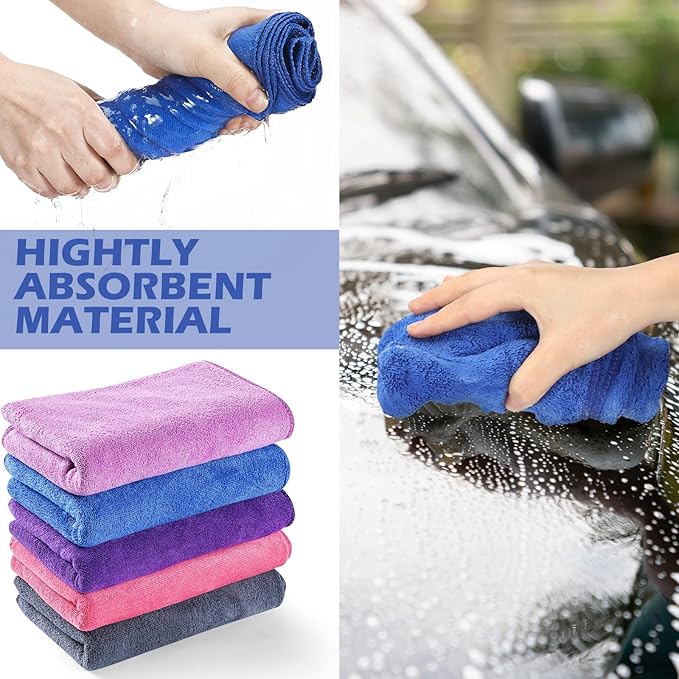 10 Pcs Extra Large Microfiber Cleaning Cloth 30" x 20" Large Floor Microfiber Towel Reusable Washable Free Lint Free Cloth Rag for Squeegee Mop Floor Window Housekeeping (Bright Color)