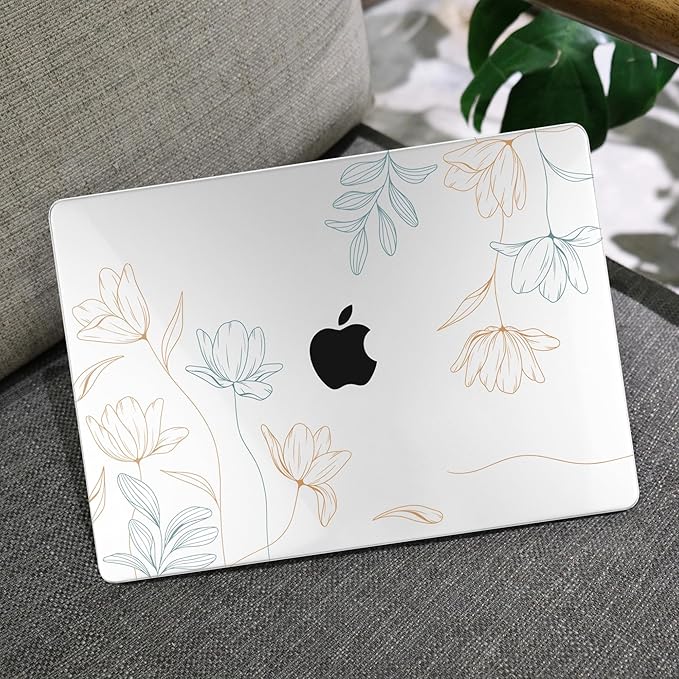 MEEgoodo for M5/M4/M3/M2 MacBook Air 15 inch Case 2026 2025 2024 2023, Case Fit Model (A3448/A3241/A3114/A2941) for MacBook Air 15.3 inch, Engraving Floral