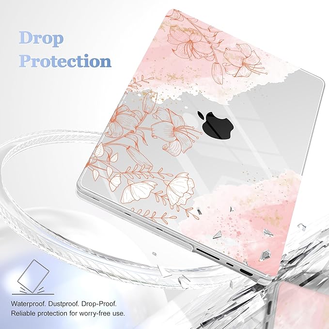 Lepeoac for MacBook Pro 16 inch Case M1 M2 M3 M4 M5 Pro/Max with Liquid Retina XDR, Release 2021-2025 2026 A3429 A3428, Hard Shell Case with Screen Protector & Keyboard Cover, Watercolor Floral