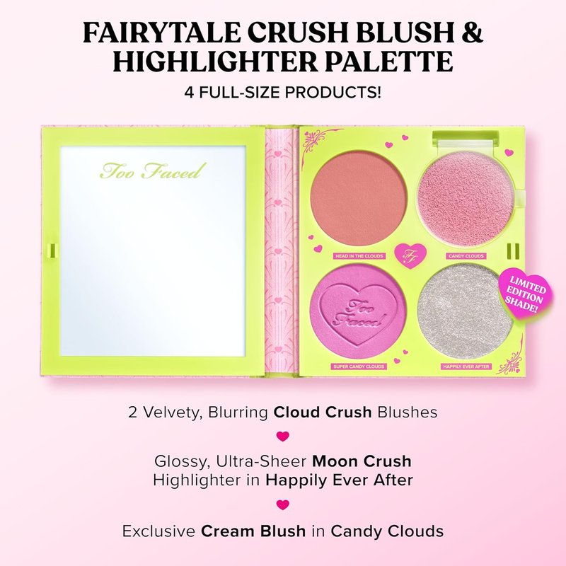 Too Faced Blush & Highlighter Set - Moon Crush Highlighter + Cloud Blush Palette Gift Set