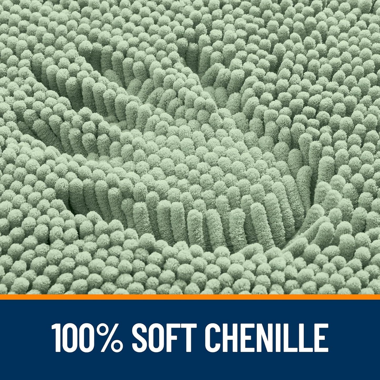OLANLY Bathroom Runner Rugs - Soft Absorbent Chenille Mats with Rubber Backing | 70x24 Inches, Sage Green