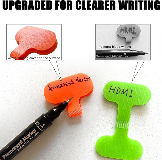 Mr-Label – 40Pcs Reusable Cable Labels– Writable Cable Wraps for Clear Writing- Cord Labels for Classify&Identification–Wire Tags for Cable Management | Electronics Computers(8 Colors)