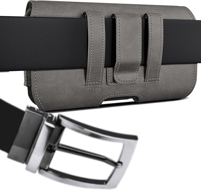 DeBin Case for Galaxy S26 S25 S24 5G S23, S22, S21, S20, S10, S9, A10e, A01, Note 10, Cell Phone Belt Holster Clip Pouch Holder Cover (Fits Samsung with Case on) Pewter