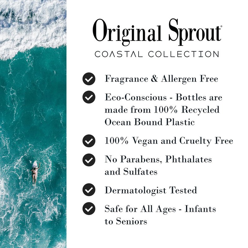 Original Sprout Coastal Collection Conditioner for All Hair Types, Fragrance-Free Conditioner, Vegan, 8 oz. Bottle