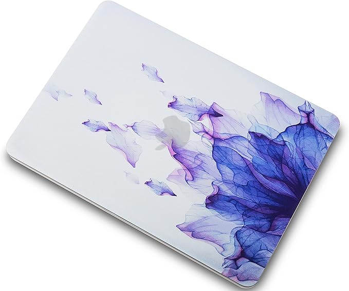 KECC Ultra Thin Case for MacBook Air 13 inch 2022-2018 Release M1 Chip, Lightweight Plastic Hard Shell for MacBook Air 13.3” + Keyboard Cover + Sleeve, Purple Flower