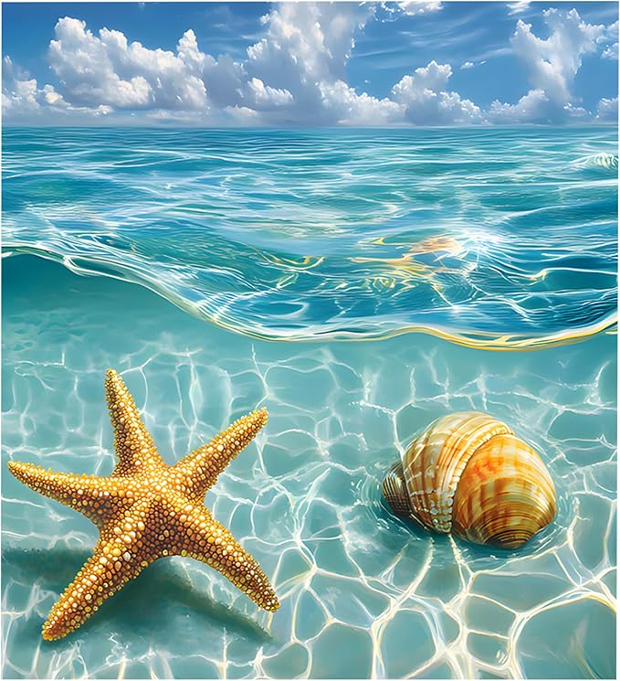NYZE Dishwasher Magnets Cover, Dishwasher Magnetic Sticker Decorative, 23 x 26 Inch Reusable Dish Washer Cover for Dishwashers (Starfish & Seashell)