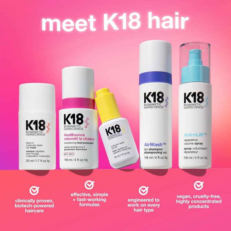 K18 Leave-In Molecular Repair Hair Mask - Revitalize Dry, Frizzy Hair | Fast 4-Minute Damage Recovery
