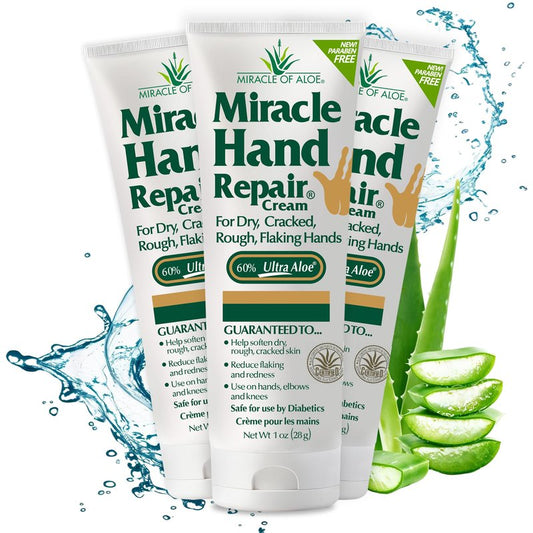 Miracle Hand Repair Cream for Dry Cracked Hands 8 oz Best Healing Hand Cream with 60% Aloe Vera - Non-Greasy Moisturizer for Working Hands - Fast Absorbing Lotion for Extremely Dry Skin (3-Pack)