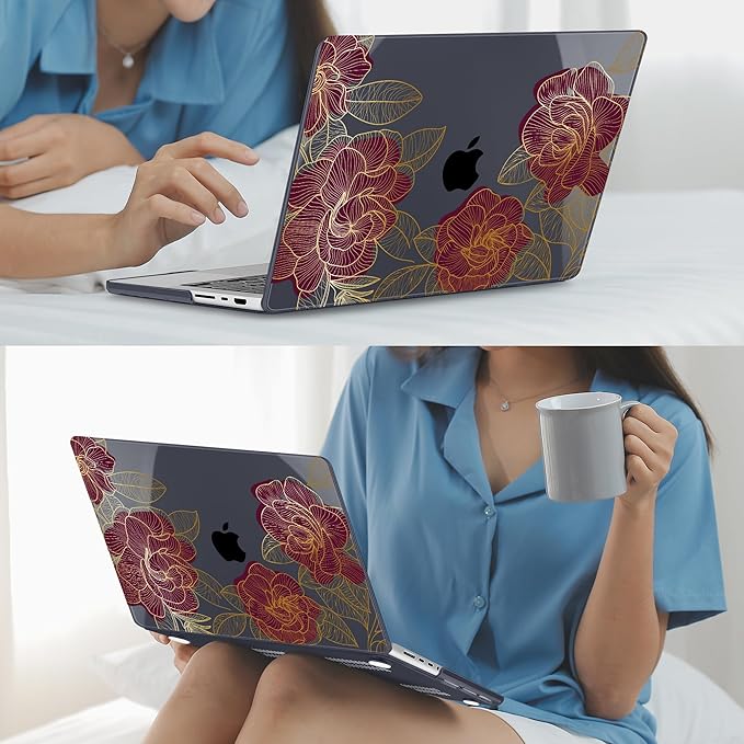 Mektron Case for 2026 M5 MacBook Pro 16 inch A3429 A3428 M4 A3403 A3186 M3 A2991 M2 A2780 M1 A2485 (2021-2025) Pro/Max with Liquid Retina XDR, Hard Shell Plastic Laptop Cover, Golden Rose