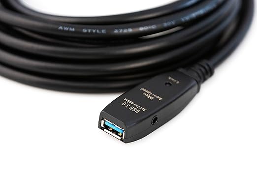 MutecPower 65 Feet Active USB Extension Cable 3.0 Male to Female with 3 Extension chipsets Signal Booster - Active Extension/Repeater Cord 20 Meters / 65 Feet (AC Power Supply Included)