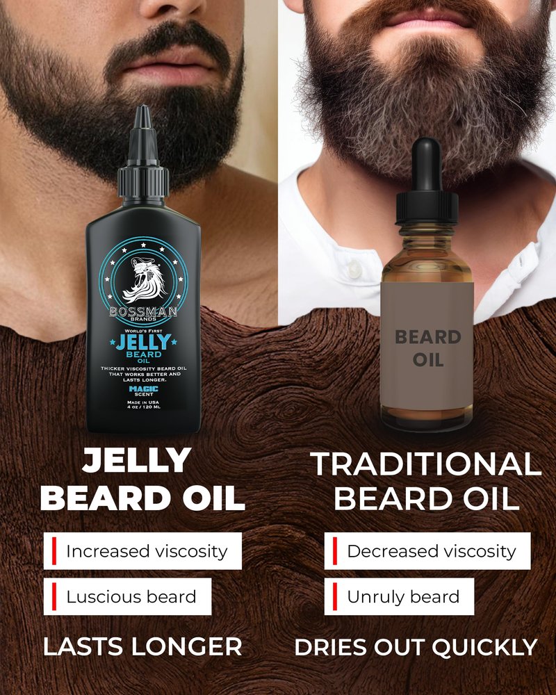 Bossman Jelly Beard Oil for Men (4 oz, Magic Scent) – Softens, Moisturizes & Conditions with Natural Ingredients