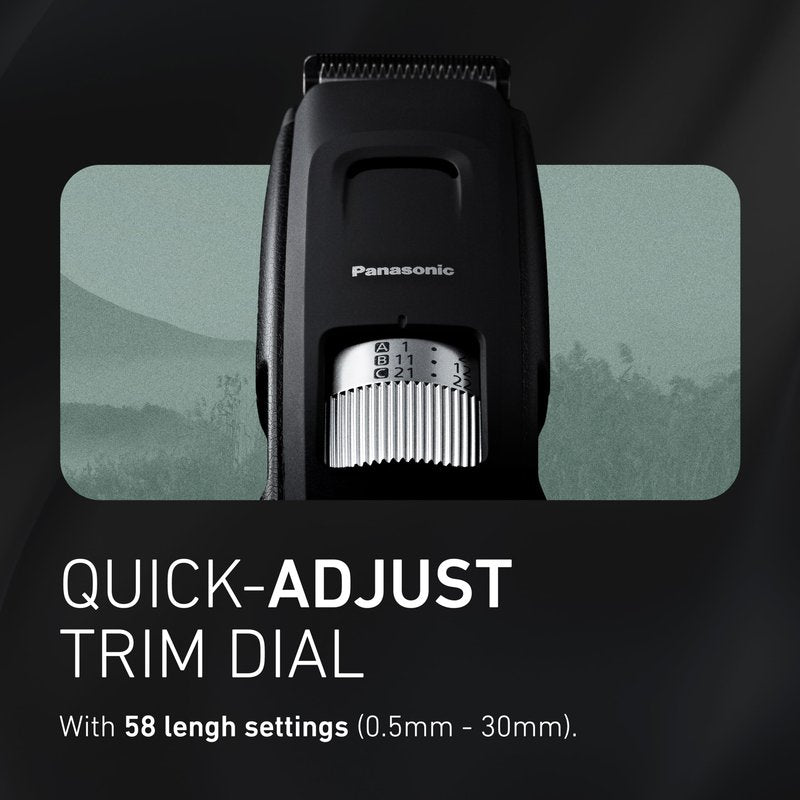 Panasonic Long Beard Trimmer for Men, 58 Length Settings and 4 Attachments to Cut and Detail, Corded or Cordless Beard Trimmer for Men – ER-GB96-K (Black)