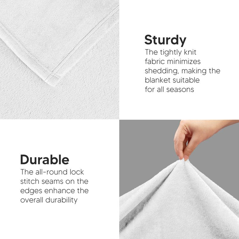 Utopia Bedding Fleece Blanket Queen Size White (90x90 Inches) Ultra Soft Warm Lightweight Microfiber Breathable Anti-Static Cozy Winter Bed Blanket, All-Season Home Decor Gift for Men & Women