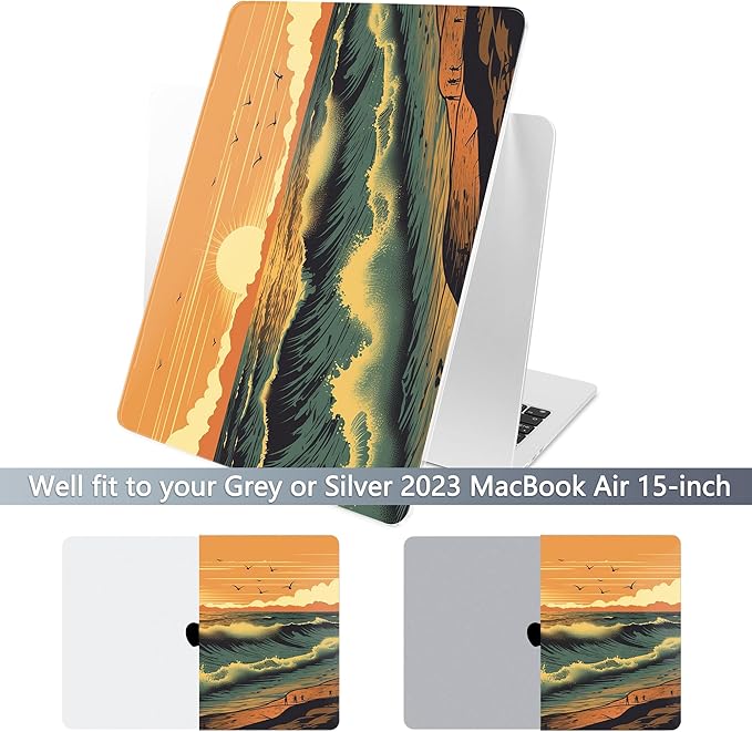 Batianda Premium Case for New MacBook Air 15 inch with M5 M4 M3 M2 Chip 2026 2025 2024 2023 Release, Designed Ultra-Slim Hardshell & Keyboard Cover & Screen Protector 4-in-1 Bundle, Dusk