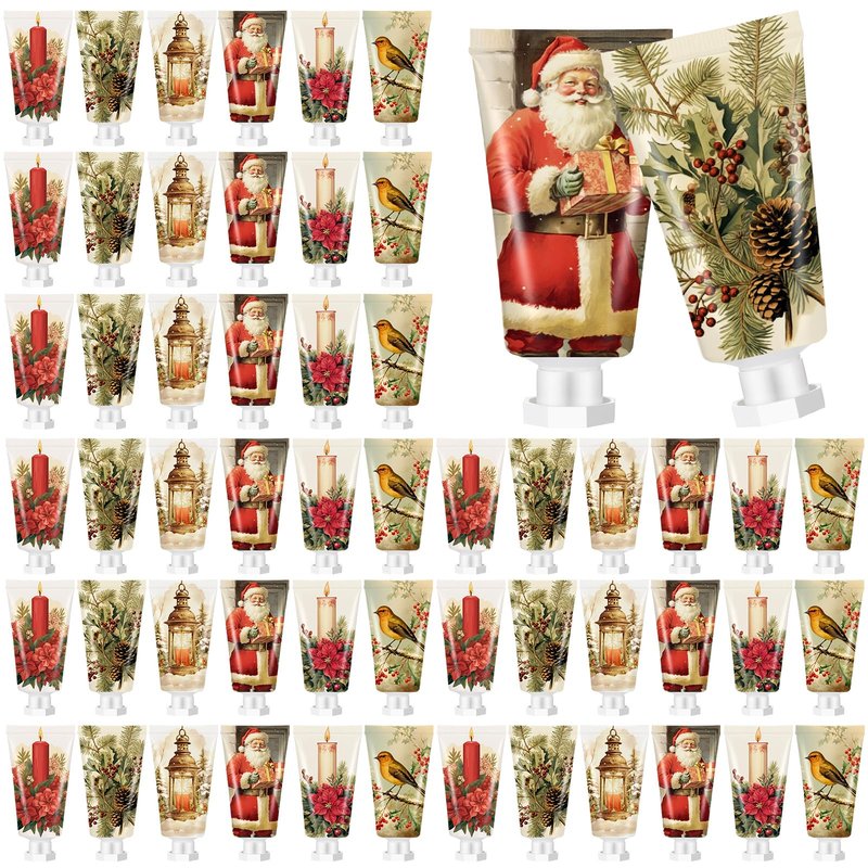 Dimsile 72 Pcs Christmas Hand Cream Bulk Gift Set Retro Christmas Mini Hand Lotion Travel Size Moisturizing Body Cream for Women Homeless Birthday Xmas Gift Stocking Stuffer
