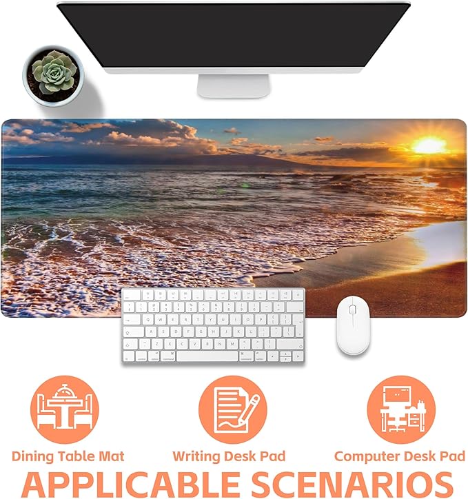NIYLYNSYN Mouse Pad Large Nice Sunset Non-Slip Game Desk Mat with Stitched Edge Laptop Keyboard Desk Pad for Work Home Gaming (35.4 x 15.7 Inches)