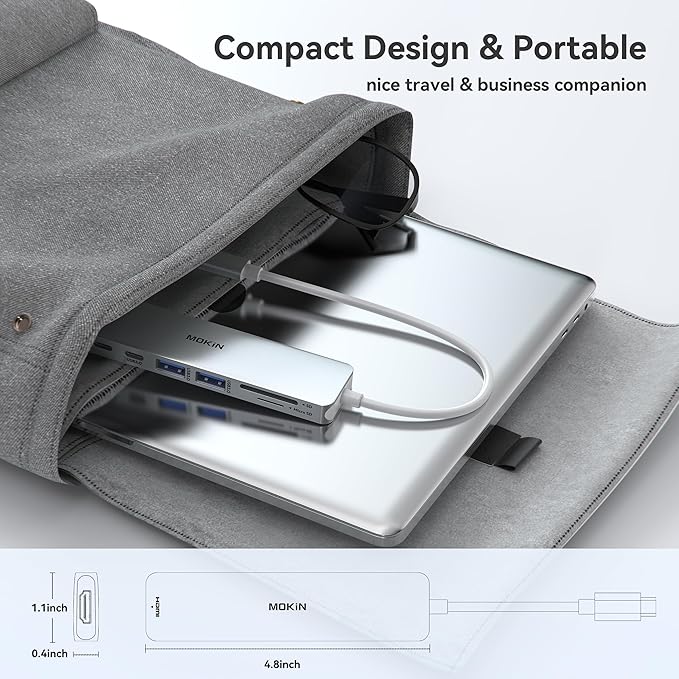 USB C Hub HDMI Adapter for MacBook Pro/Air, MOKiN 7 in 1 USB C Dongle with HDMI