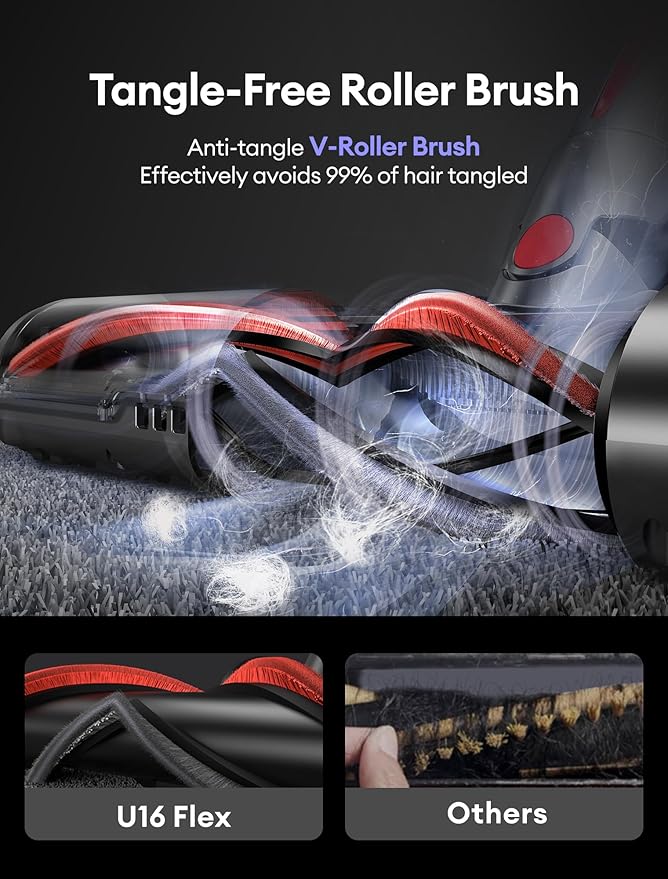 Ultenic Cordless Vacuum Cleaner, 600W 55Kpa 60Mins Vacuum Cleaners for Home, with 180°Bendable Wand, Anti-Tangle Brush, Charging Dock, Stick Vacuum Cordless for Pet Hair/Carpet/Floor/Car