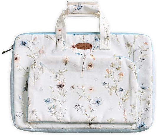 Maison d'Hermine Laptop Bag with Pocket Upto 13.5 inch Stain and Water Repellent Cotton Canvas Spring Summer (Ice Florals)