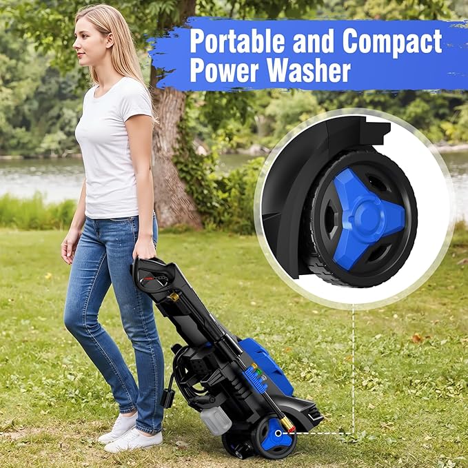 Pressure Washer, Power Washer with 4 Quick Connect Nozzles 1 Foam Cannon, Pressure Cleaning Machine for Cars/Fences/Driveways/Patios/Home Cleaning