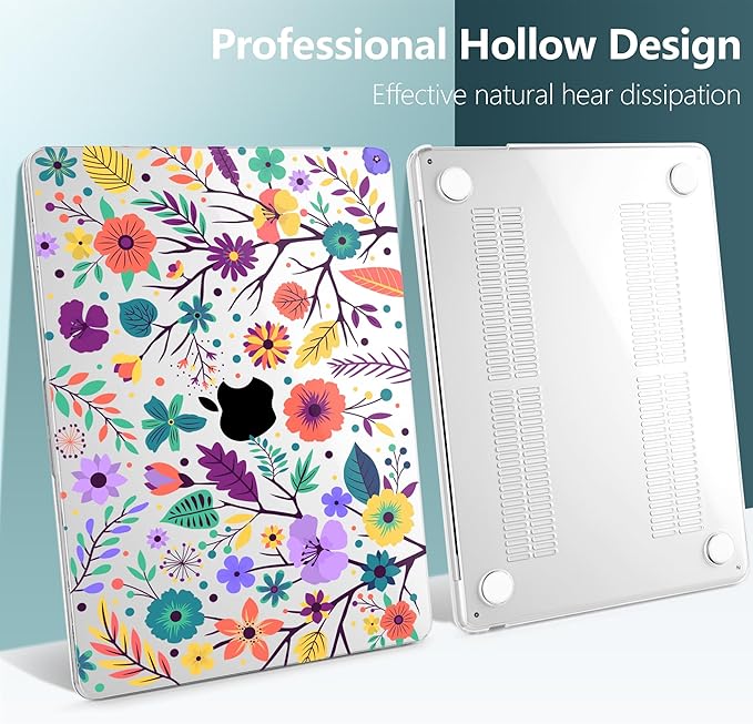 TWOLSKOO for MacBook Air 13 inch Case M5 2026 M4 2025 M3 M2 2024-2022 A3449 A3240 A3113 A2681, Plastic Hard Shell & Keyboard Cover & Screen Film for MacBook Air 13.6 inch Case, Colorful Flowers