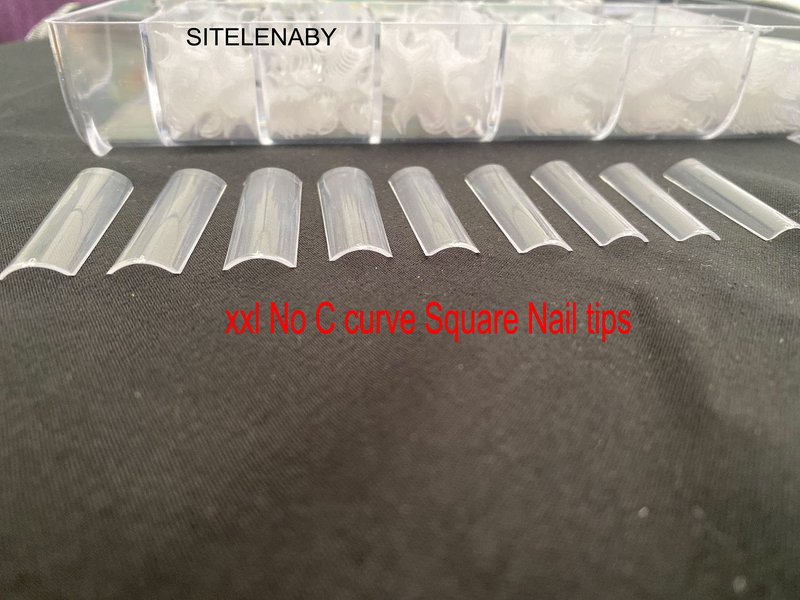 No C Curve Square Nail Tips XXL，Acrylic Nail Tips Square,SITELENABY 500 pcs Clear Fake Nails for Nail Salons,Nail Tech Must Have