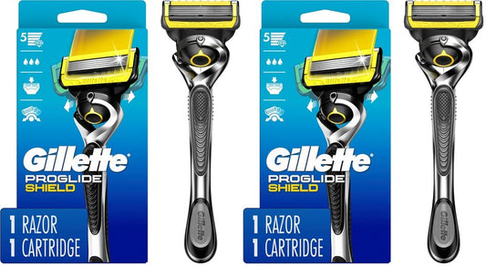 Gillette ProGlide Shield Men’s Razor Handle + 1 Blade Refill, Shields Against Skin Irritation (Packaging May Vary) (Pack of 2)