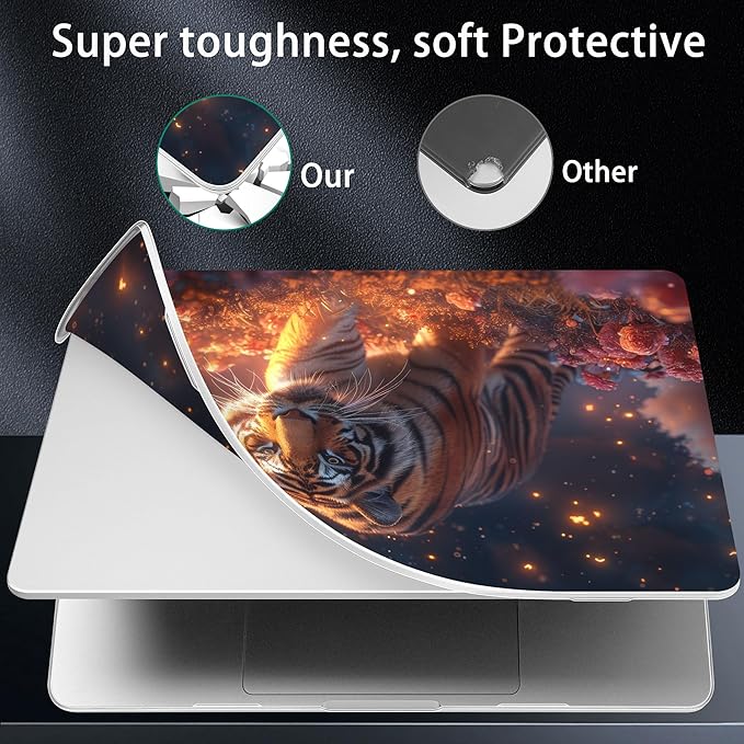 Lepeoac Case for MacBook Pro 16 inch Case 2026-2021 | M5 A3429 A3428 M4 M3 M2 M1 Pro/Max | Protective Hard Shell Laptop Cover with Screen Protector & Keyboard Cover | Dream Tiger