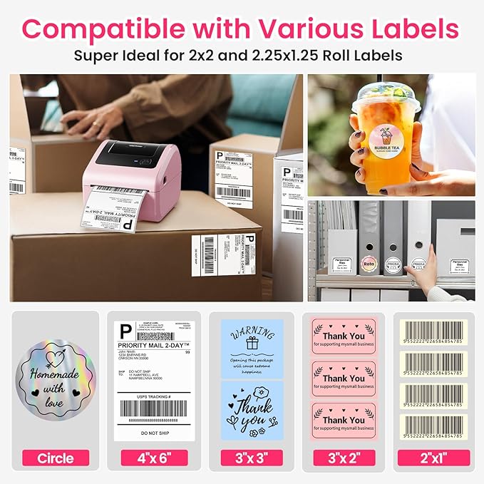 Omezizy Bluetooth Thermal Label Printer 4x6 - D450BT Shipping Label Printer for Small Business, Shipping Packages, Office, Home, Compatible with USPS, Shopify, Amazon, Tiktok