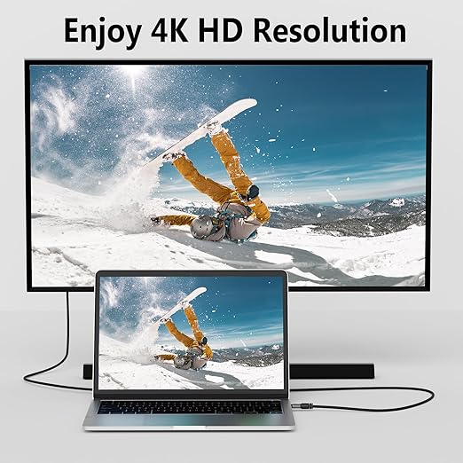 4K USB C to DVI Cable 10 FT, USB Type-C to DVI-D Adapter, (Thunderbolt 3/4) Compatible with iPhone 17/16/15 Series, MacBook Pro/Air, iPad Pro, iMac, Galaxy S24, XPS, Surface Book 3 and More, Real 4K