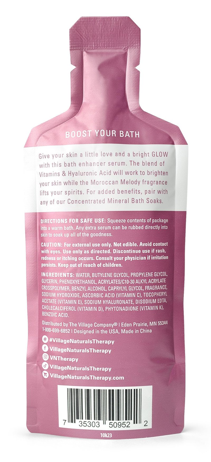 Village Naturals Therapy Glow Bath Enhancer Vitamin Booster Serum, Morrocan Melody Scent, 2 fl. oz., Pack of 12