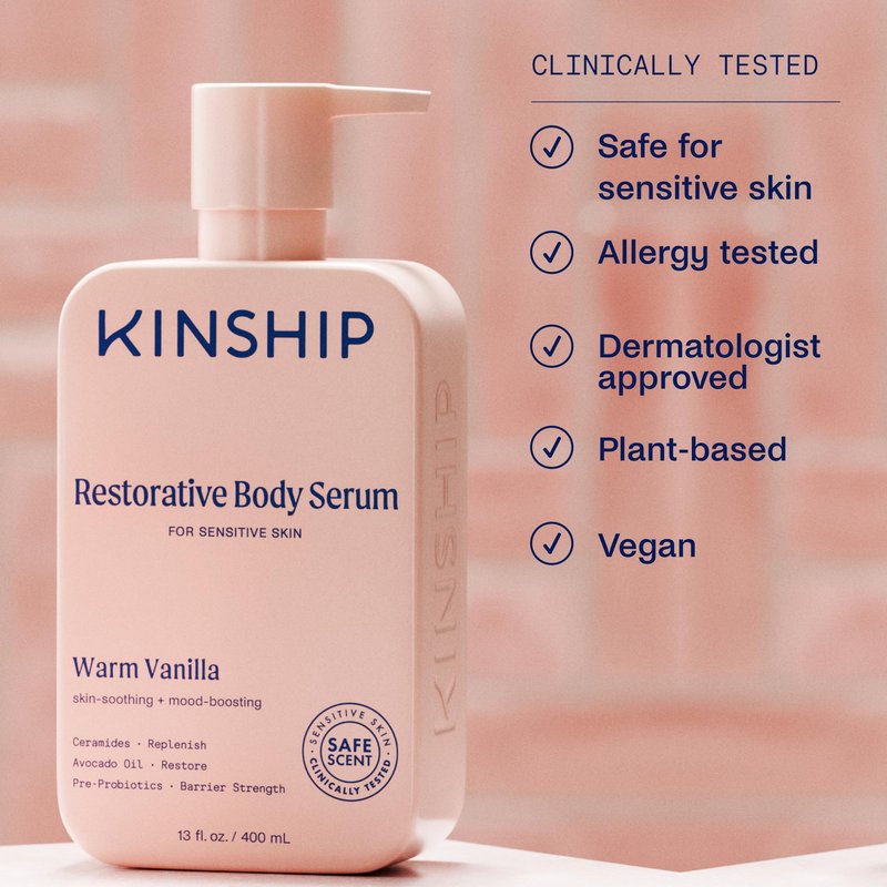 Kinship Restoring Body Serum for Dry Skin | Lightweight Hydrating Body Serum | Fragrance-Free, Vanilla, 13 oz