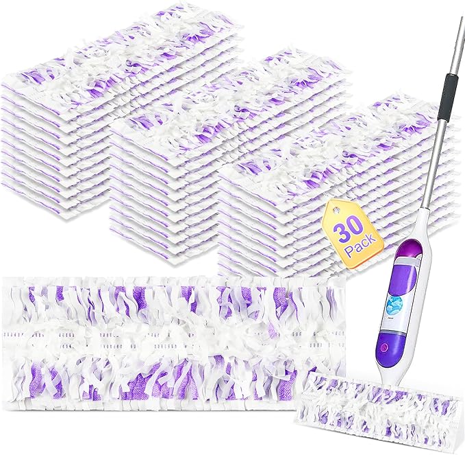 30 Pack Disposable Moping Pads Refills for Power Mop™ Multi-Surface Mop and for PowerMop™ Wood Mop, Replacement Mop Pads for Floor Cleaning