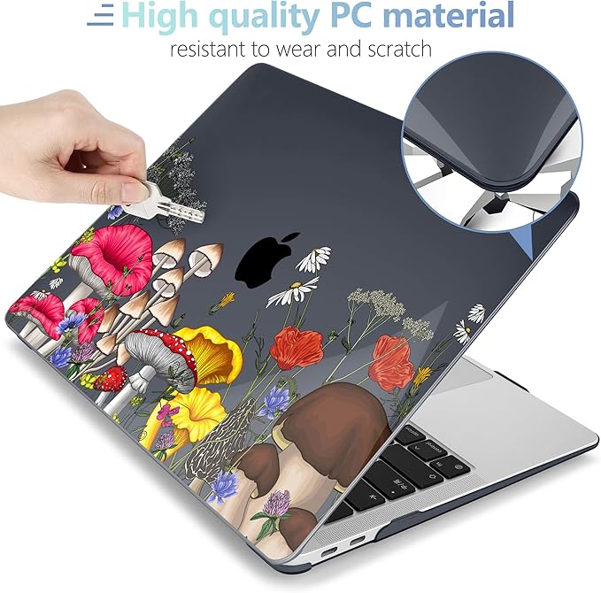 MEEgoodo for MacBook Air 13 inch Case 2021 2020 2019 2018 Released A2337 M1 A2179 A1932 with Touch ID, Plastic Hard Shell & Keyboard Cover Compatible with MacBook Air 13.3, Forest of Mushrooms