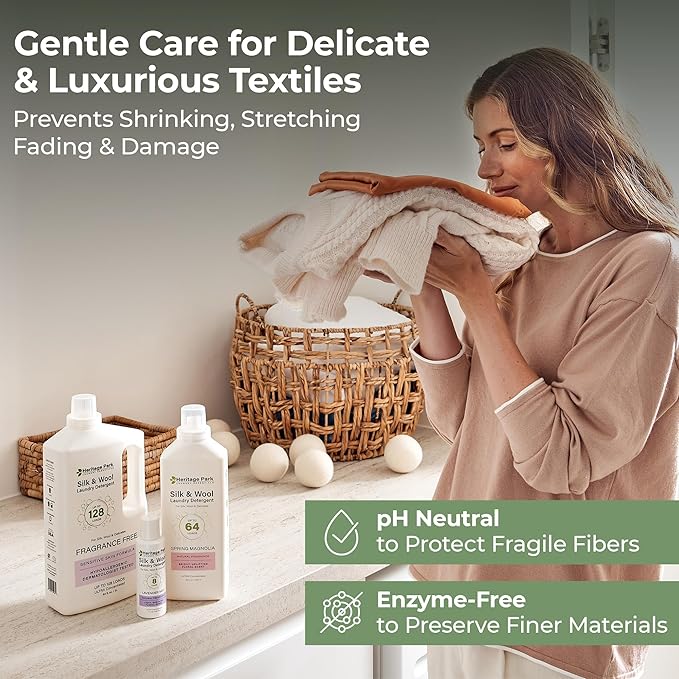 Heritage Park Silk & Wool Spring Magnolia Floral Scent, pH-Neutral Laundry Detergent - Enzyme-Free, Ultra Concentrated (64 fl oz Refill)
