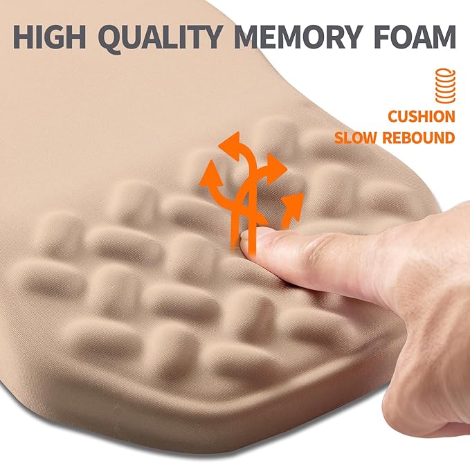 Armanza Ergonomic Slope Mouse Pad Wrist Support, Wrist Rest Mousepad for Carpal Tunnel Pain Relief with Massage Bulge and Slow Rebound Memory Foam (12x8 inch, Sand Color)