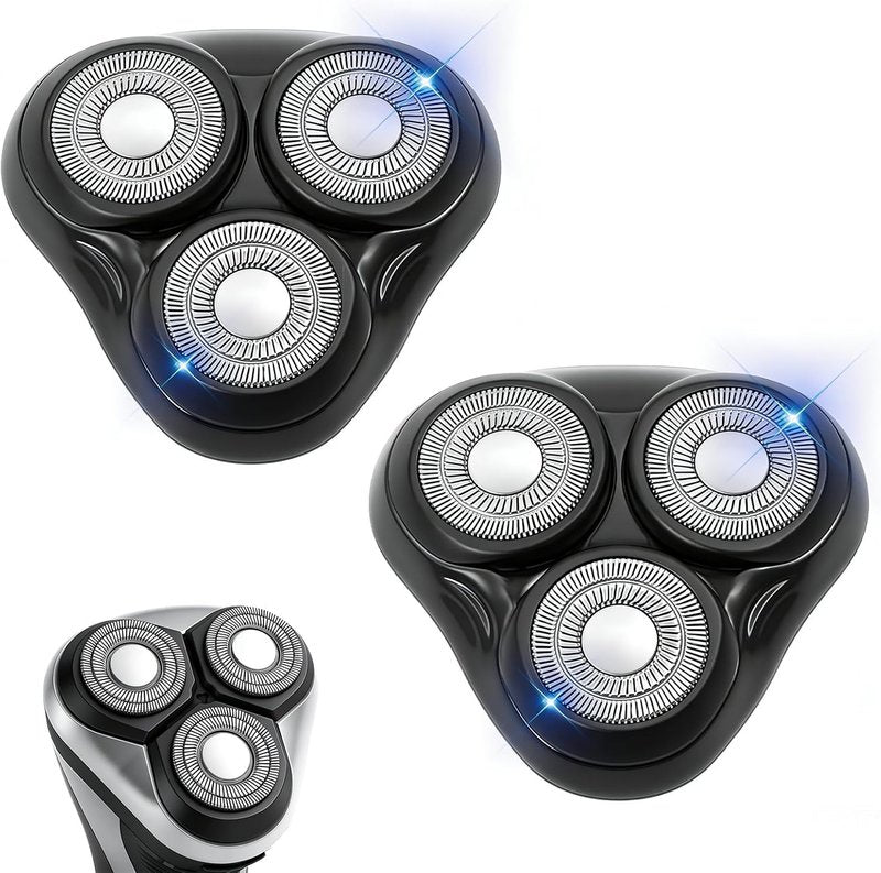 Universal Rotary Replacement Shaver Head - 2-Pack Compatible with Remington R3-R8 | Black Foils/Blades