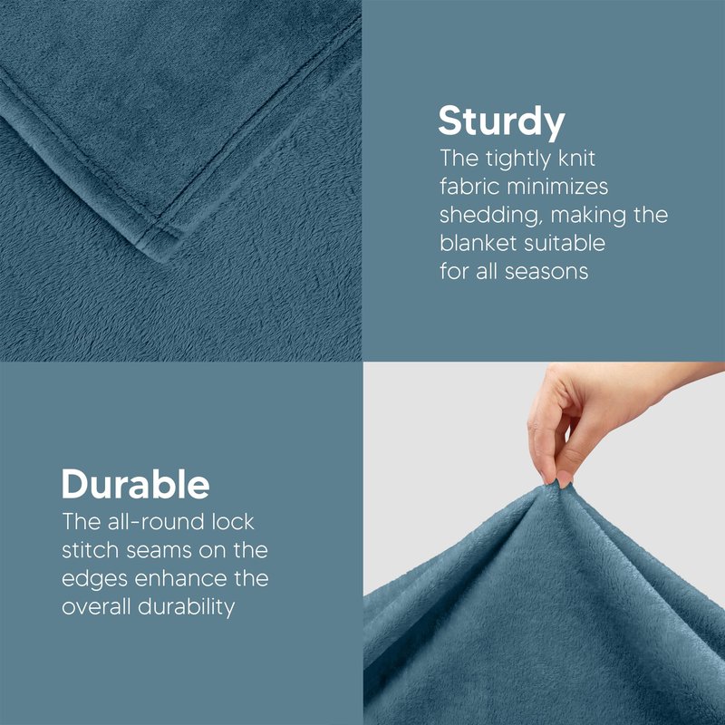 Utopia Bedding Fleece Blanket Full Size Stone Blue 300GSM Luxury Fuzzy Soft Anti-Static Microfiber Bed Blanket (90x84 Inch)