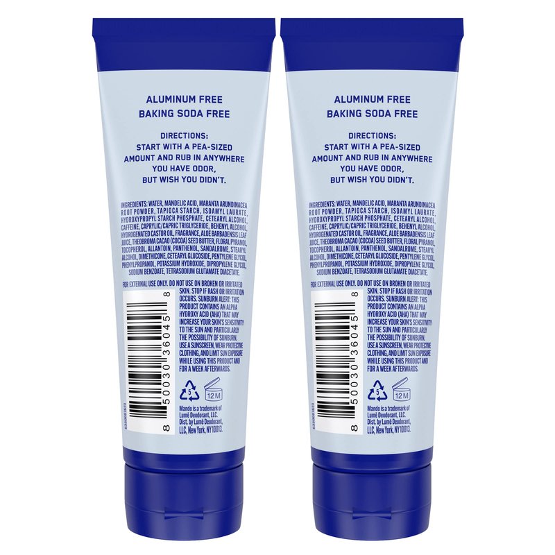 Mando Whole Body Deodorant For Men - Invisible Cream - 72 Hour Odor Control - Aluminum Free, Baking Soda Free, Skin Safe - 3 ounce (Pack of 2) - Pro Sport