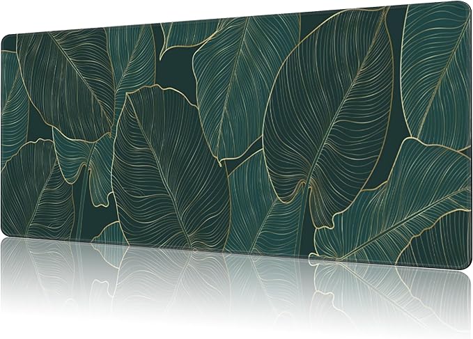 NIYLYNSYN Mouse Pad Large Monstera Line Art Non-Slip Gaming Desk Mat with Stitched Edge Laptop Keyboard Desk Pad for Work Home Gaming (35.4 x 15.7 Inches)