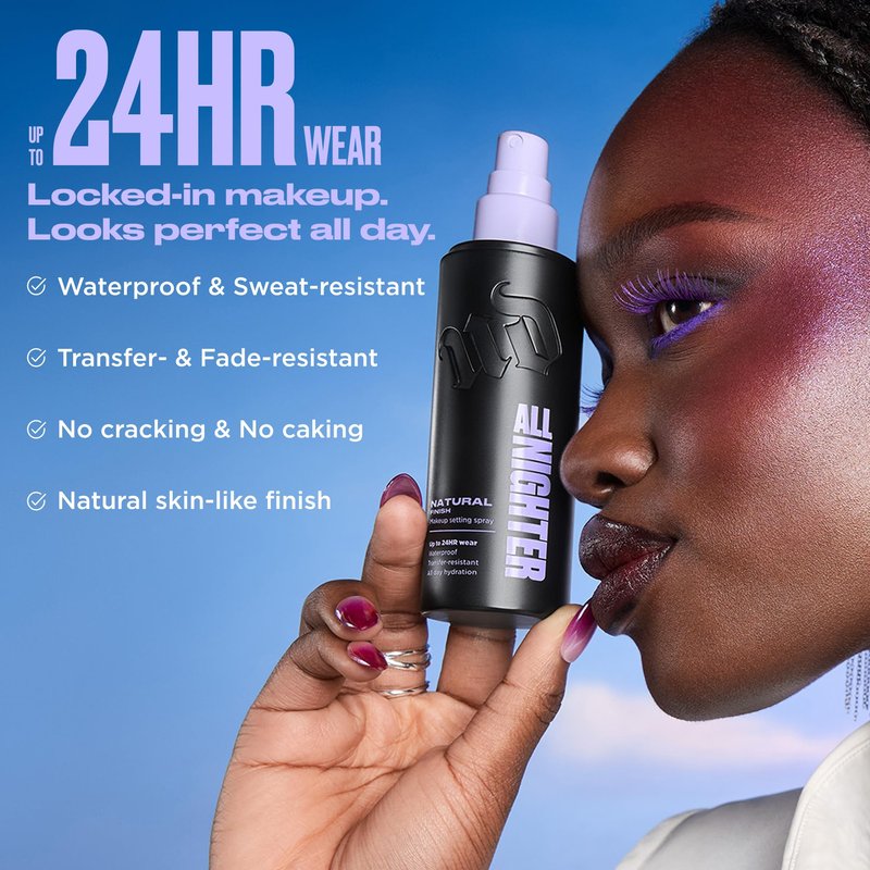 Urban Decay All Nighter Waterproof Makeup Setting Spray Travel Mini Set - Gifts for Her, Stocking Stuffers -Natural Finish, Up to 24HR Wear, Ultra-Fine Facial Mist, Foundation Face Primer