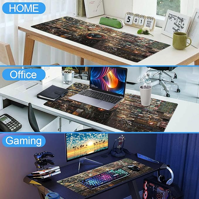 Cyberpunk Mech Desk Mat, Sci-Fi City Large Gaming Mouse Pad