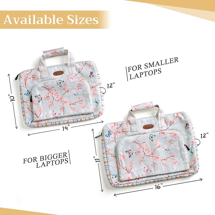 Maison d'Hermine Laptop Bag with Pocket Upto 13.5 inch Stain and Water Repellent Cotton Canvas Spring Summer (Blossoms in Spring)