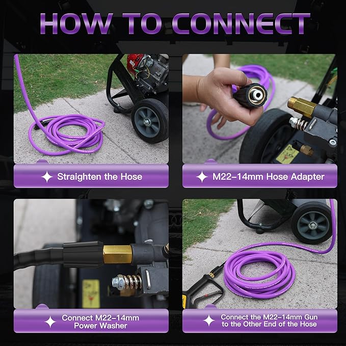 SITIMIMIL® Kink Resistant Super Flexible 1/4" Pressure Washer Hose 50FT, 3600PSI, M22-14mm, Universal Electric Power Washer Hose Replacement for Ryobi, Troy Bilt, Greenworks, More High Pressure Hose