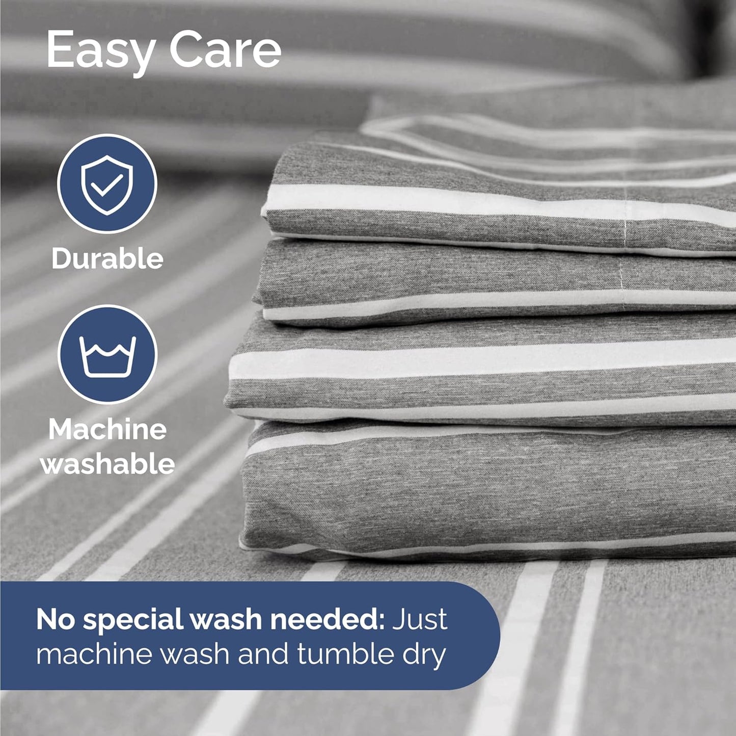 Skiennix Twin Size 3-Piece Sheet Set - Comfy, Breathable & Cooling - Hotel Luxury Bedding in Grey Stripes