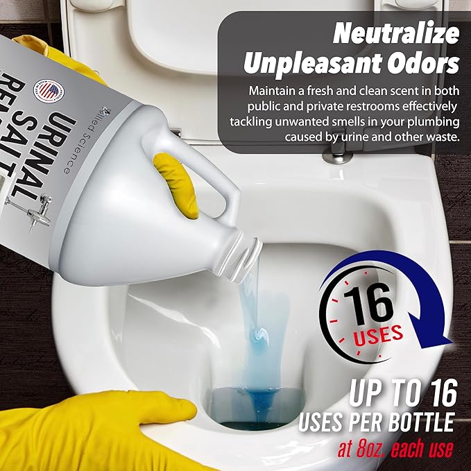 Urinal Salt Remover - Uric Acid Salts Scale Remover Unclogs Urinals and Removes Uric Acid Odors - 8 Gallons