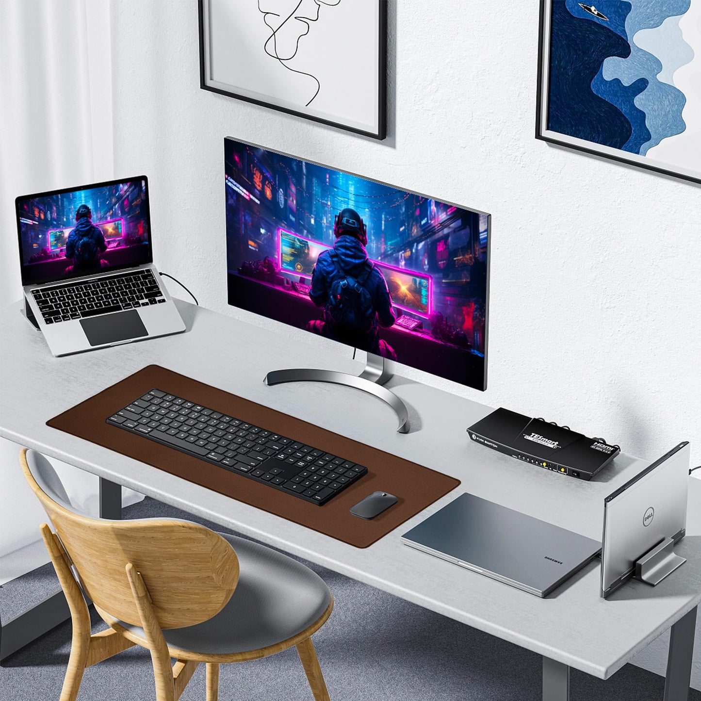 ALOANES Waterproof Mouse Pad with Durable Stitched Edge, Gaming Keyboard, Non-Slip Rubber Base Mouse Mat, Extended Desk pad for Gamer, Office& Home, Brown Mousepad 3XL(35.43"x15.74"x0.12")