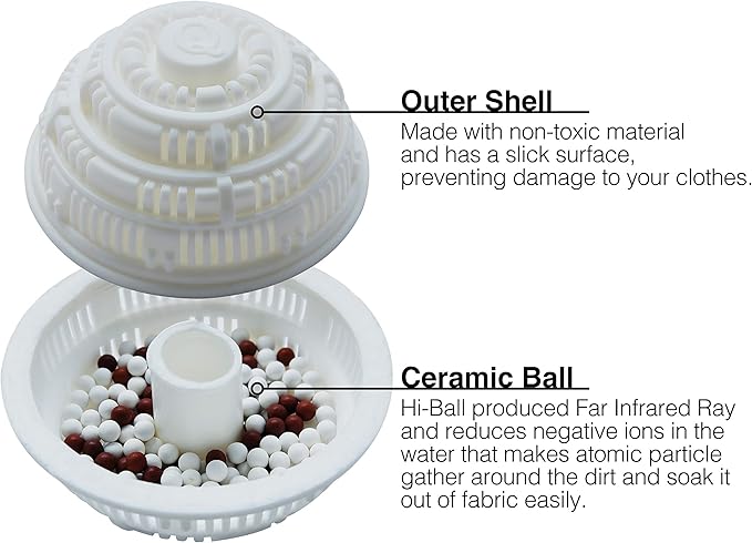 Premium Detergent-Free Washing Machine Balls by Eco Hi-Ball â Save on Laundry Detergent â Naturally Washes Clothes Amazingly with Infrared Ceramic Beads â Safe & Reusable for 1000 Washes | 2-Pack